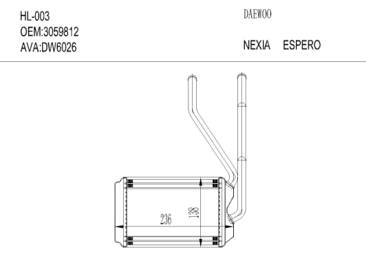 暖风HL-H003 DAEWOO  NEXIA  ESPERO(蓝龙)